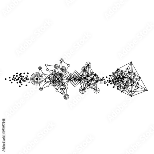 Black and white molecular structure model.