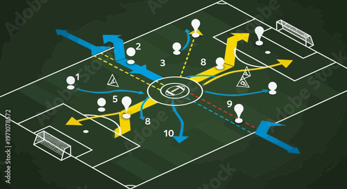 Soccer Strategy Diagram: Attacking and Defending Plays