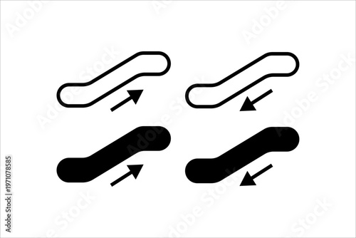 Escalator direction icons set with arrows.