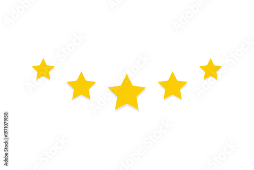 Five yellow stars aligned in row with white drop shadows.