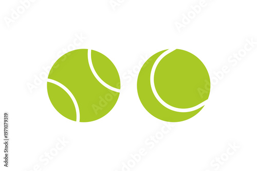 Two green tennis balls on white background.