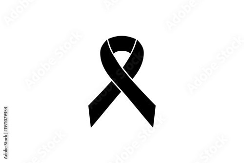 Black awareness ribbon symbol on white background.
