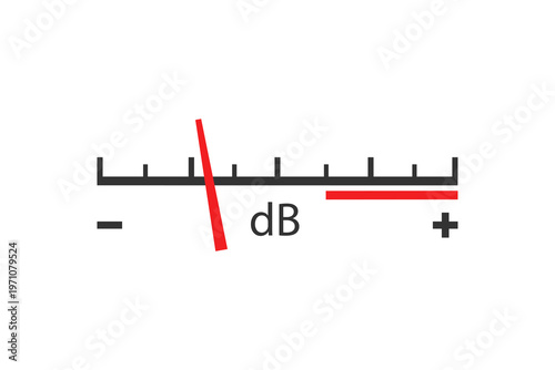 Audio volume control gauge showing decibel levels.