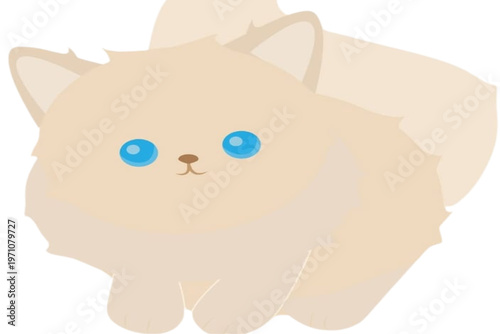 Adorable Furry Companion: A cute cartoonish puppy with fluffy cream fur, bright blue eyes, and a sweet, innocent expression, perfect for adding a touch of whimsy and charm to any project.