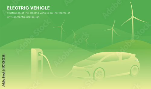 Electric Vehicle Green Energy Sustainable Transport Illustration