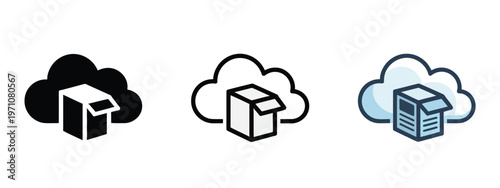 Cloud computing icons representing data storage and online services