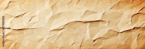 Distressed Kraft Sheet Backdrop Featuring Realistic Brown Old Corrugated Parchment Texture Design