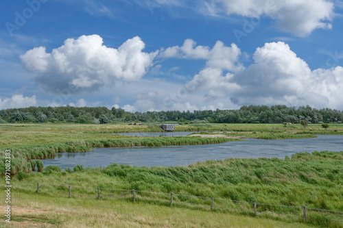 Birdwatching Hut in Katinger Watt Nature Reserve,Eiderstedt Peninsula,North Frisia,North Sea,Schleswig-Holstein,Germany