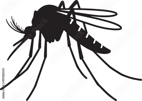 Detailed black silhouette of a mosquito a common insect vector for diseases like malaria dengue and zika vector graphic illustration