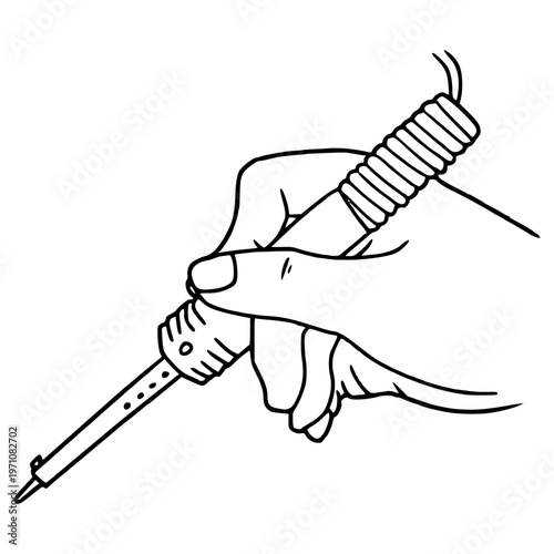 hand holding soldering illustration hand drawn outline vector