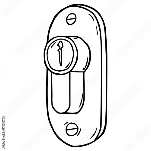 deadbolt illustration hand drawn outline vector