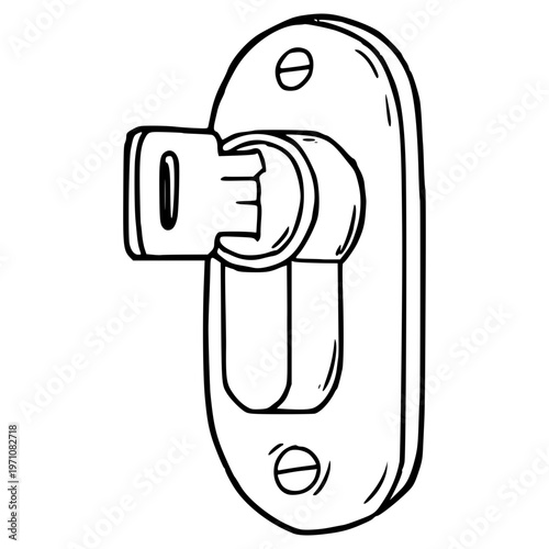 key in deadbolt illustration hand drawn outline vector