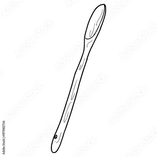 wooden stir spoon illustration hand drawn outline vector