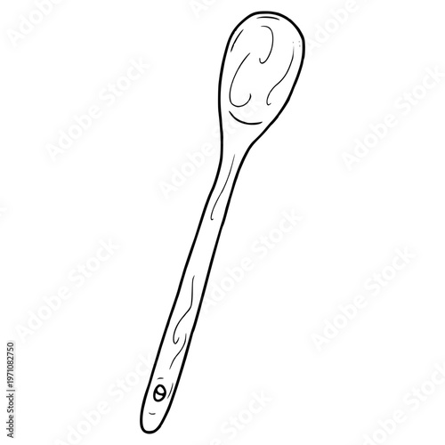 wooden stir spoon illustration hand drawn outline vector