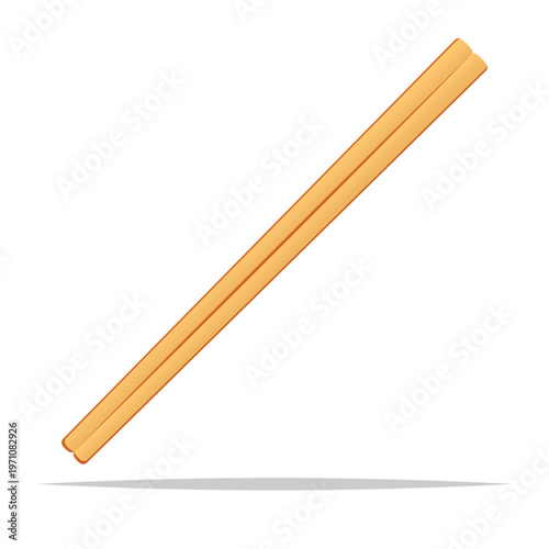 Joined wooden disposable chopsticks vector isolated illustration