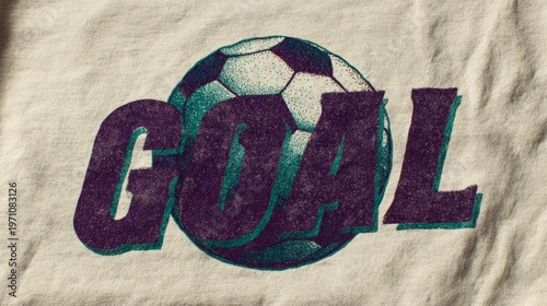 Graphic illustration of a soccer ball with the word 