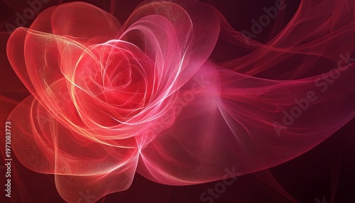 Swirling Red and Pink Rose Elegance, Abstract Petals with Golden Highlights and Flowing Design