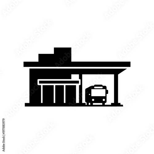 Bus Station Terminal Building Icon Vector