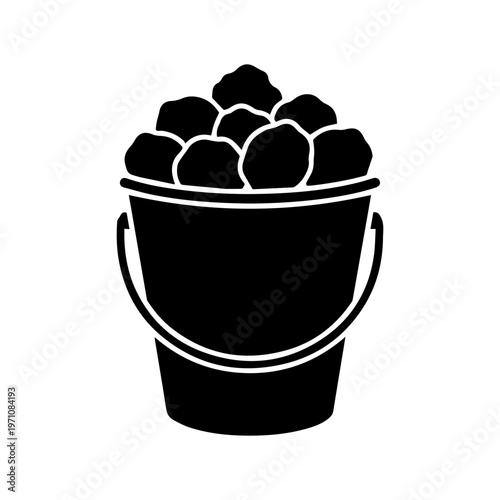 Bucket Full of Coal Silhouette Icon