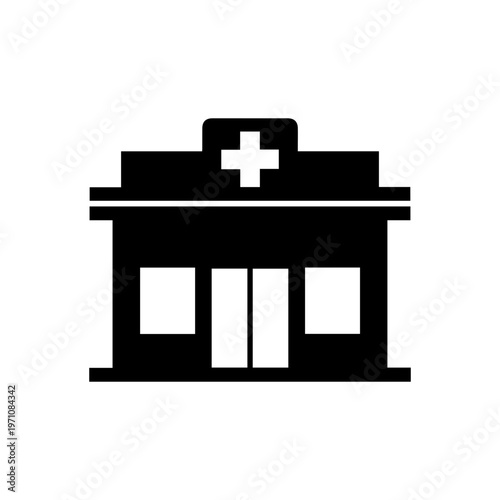 Hospital building icon, medical symbol