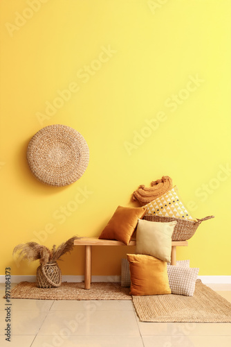 Basket with stylish pillows...