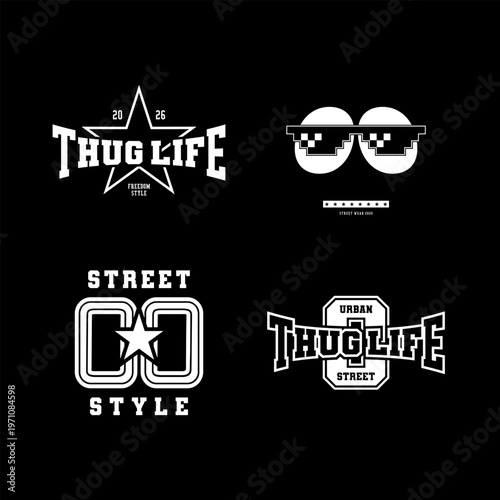 set of thug life urban style illustration