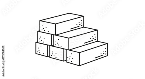 Minimalist Line Art Stepped Stack of Building Blocks