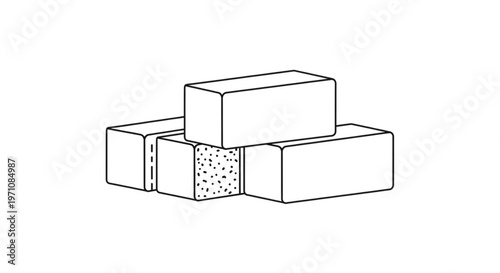 Minimalist Line Art Stack of Aerated Concrete Blocks