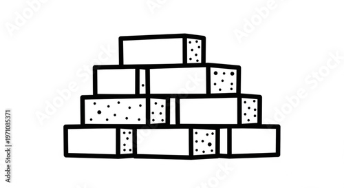 Minimalist Line Art Pyramid Stack of Building Blocks
