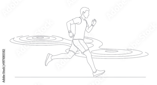 Man Running in Fast Motion Sprint.