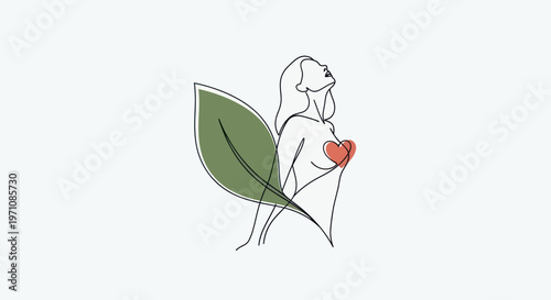 Woman Holding Red Heart Symbol.