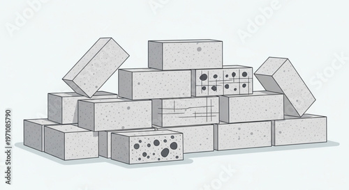 Pile of Aerated Concrete Masonry Blocks