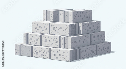 Stack of Aerated Concrete Building Blocks