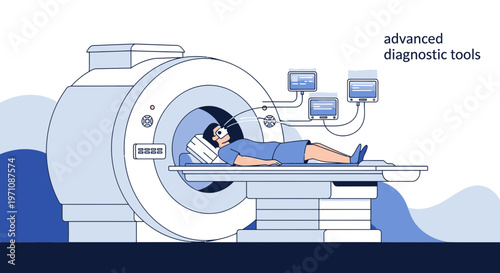 Patient undergoing advanced diagnostic imaging scan in a modern medical facility.