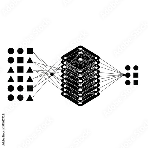 Neural Network Diagram with Shapes.