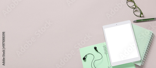 Modern tablet computer, ear...