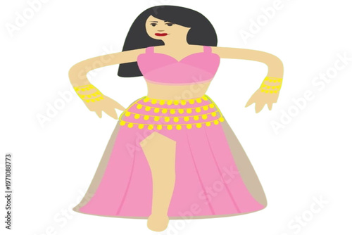 Exotic Dance: A graceful dancer in vibrant attire, poised in a captivating performance. Displaying the vibrant allure of movement and the mystique of a captivating art form.