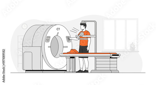 Patient undergoing CT scan in a modern medical facility