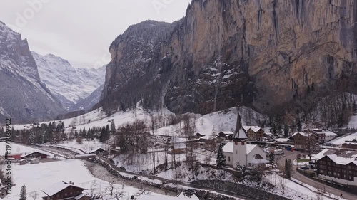 Lauterbrunnen Valley Covered in Snow from Above