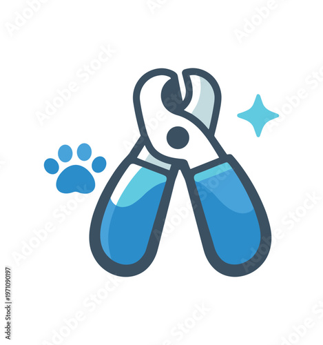 Pet nail clippers icon. nail trim, paw care, grooming tool, manicure, pet salon, cutter, hygiene. flat vector illustration isolated on white background.