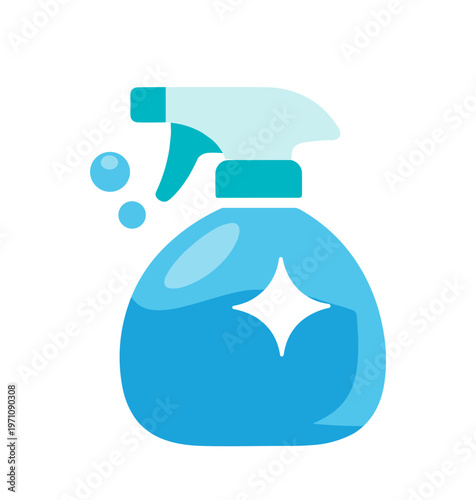 Spray bottle icon. cleaning spray, detergent, disinfectant, household cleaner, fresh home, bubbles, hygiene. flat vector illustration isolated on white background.