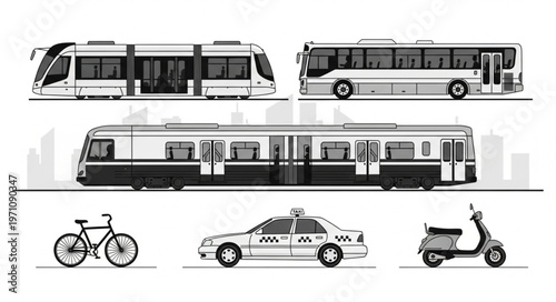 Collection of Urban Transportation Vehicles and Modes.