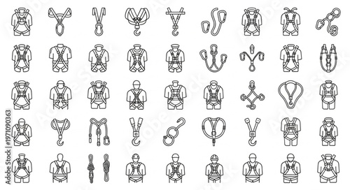 Collection of various abstract shapes and figures in a pattern.