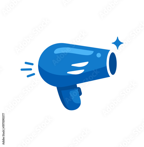 Blow dryer icon. hairdryer, blowdry, hot air, styling tool, volume, salon equipment. drying, shaping, smoothing hair. flat vector illustration isolated on white background.