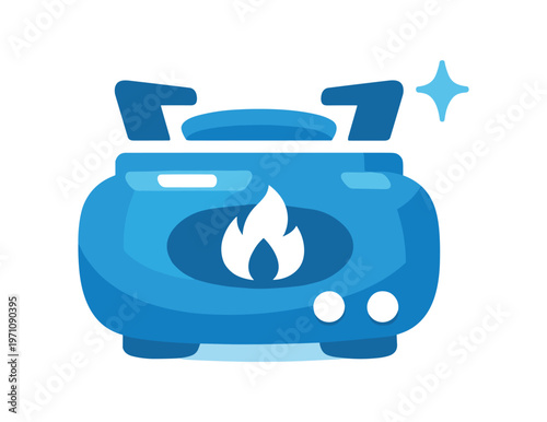 Gas stove burner. kitchen burner, cooktop, gas hob, cooking appliance, flame heat, meal preparation. flat vector illustration isolated on white background.