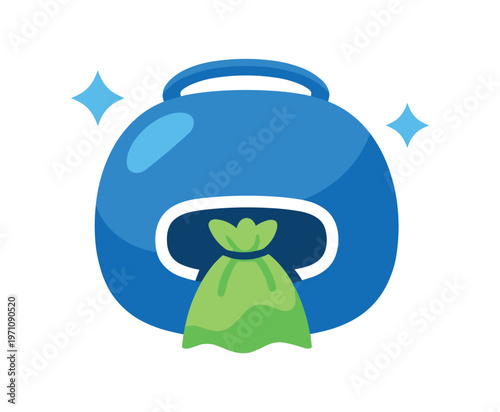 Dog poop bag dispenser icon. waste bag holder, poop bag roll, portable dispenser, walking accessory, hygienic disposal, clip-on pouch. flat vector illustration isolated on white background.