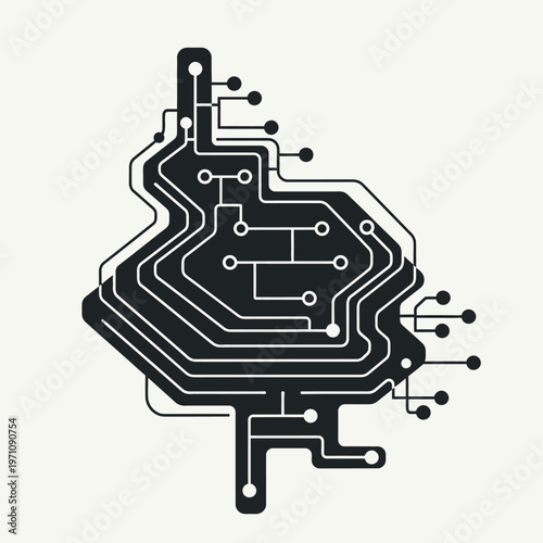 Circuit board design with wires.