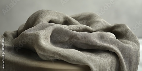 Rippling Linen Cloth in Soft Sunlight A Still Life Scene with Textured Shadows for Home Decor