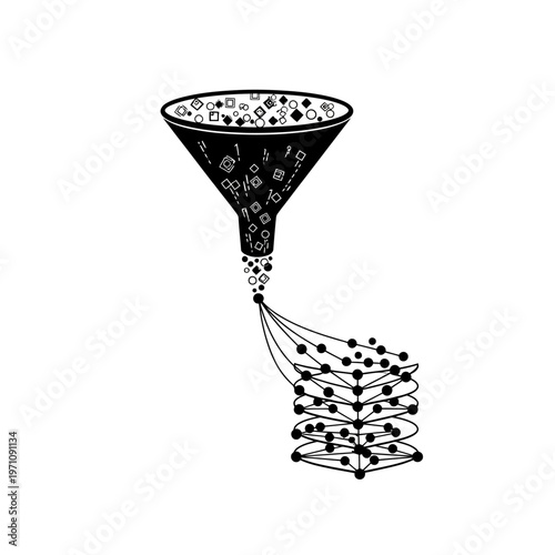 Funnel with coins flowing out.