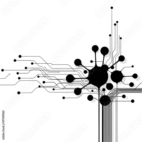 Black circuit board with connections.